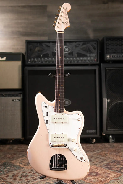 Fender Custom Shop 1963 Jazzmaster Relic Electric Guitar - Aged Shell Pink with Hardshell Case