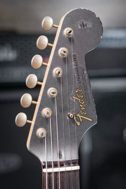 Fender Custom Shop 2026 NAMM #419 Master Built by Austin Macnutt Journeyman Relic 1966 5A Birdseye Maple Neck Stratocaster Electric Guitar - Pewter with Orange Competition Stripes with Hardshell Case