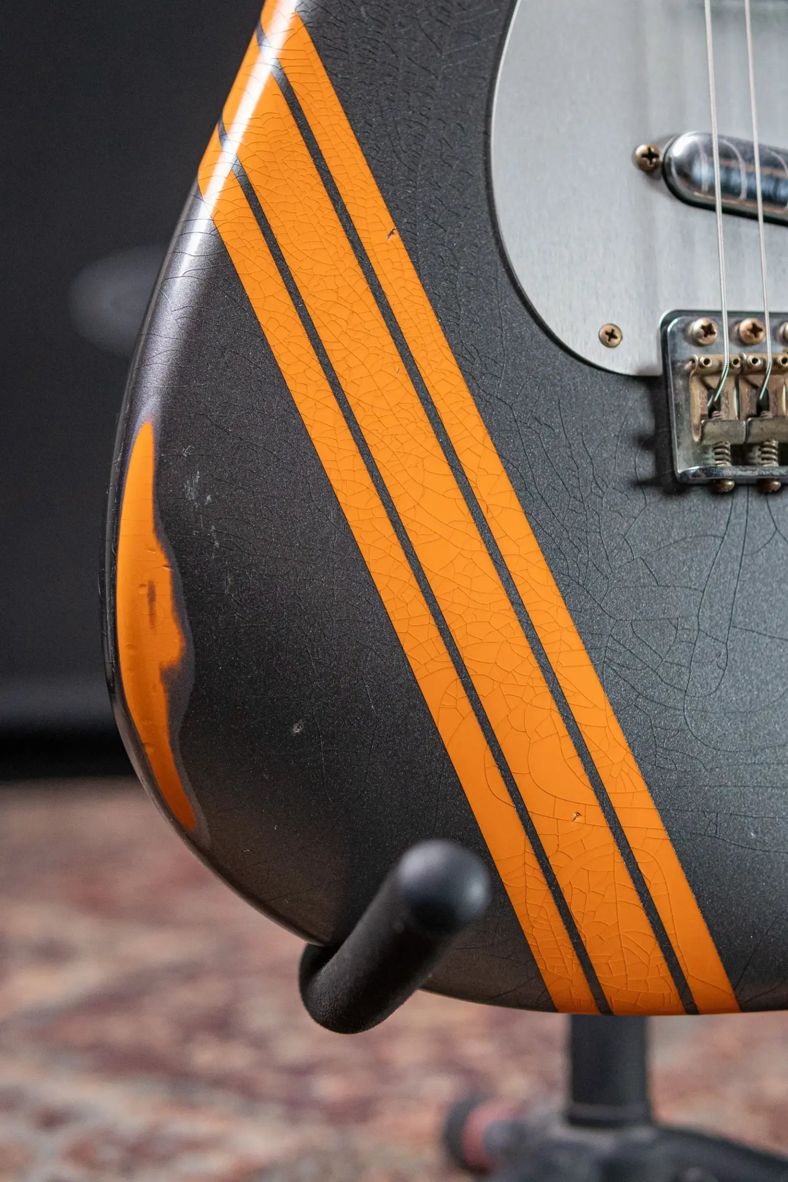 Fender Custom Shop 2026 NAMM #419 Master Built by Austin Macnutt Journeyman Relic 1966 5A Birdseye Maple Neck Stratocaster Electric Guitar - Pewter with Orange Competition Stripes with Hardshell Case