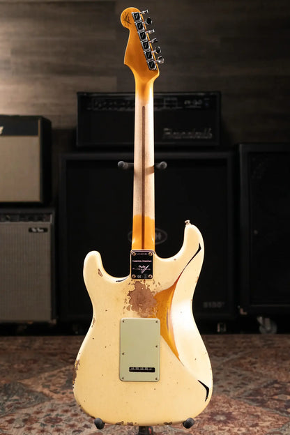 Fender Custom Shop NAMM 2026 Custom Deluxe Heavy Relic HBS-1 Stratocaster Electric Guitar - Aged Vintage White over 3-Tone Sunburst with Hardshell Case