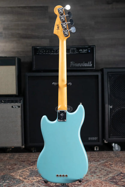 Fender JMJ Road Worn Mustang Bass - Faded Daphne Blue with Gig Bag