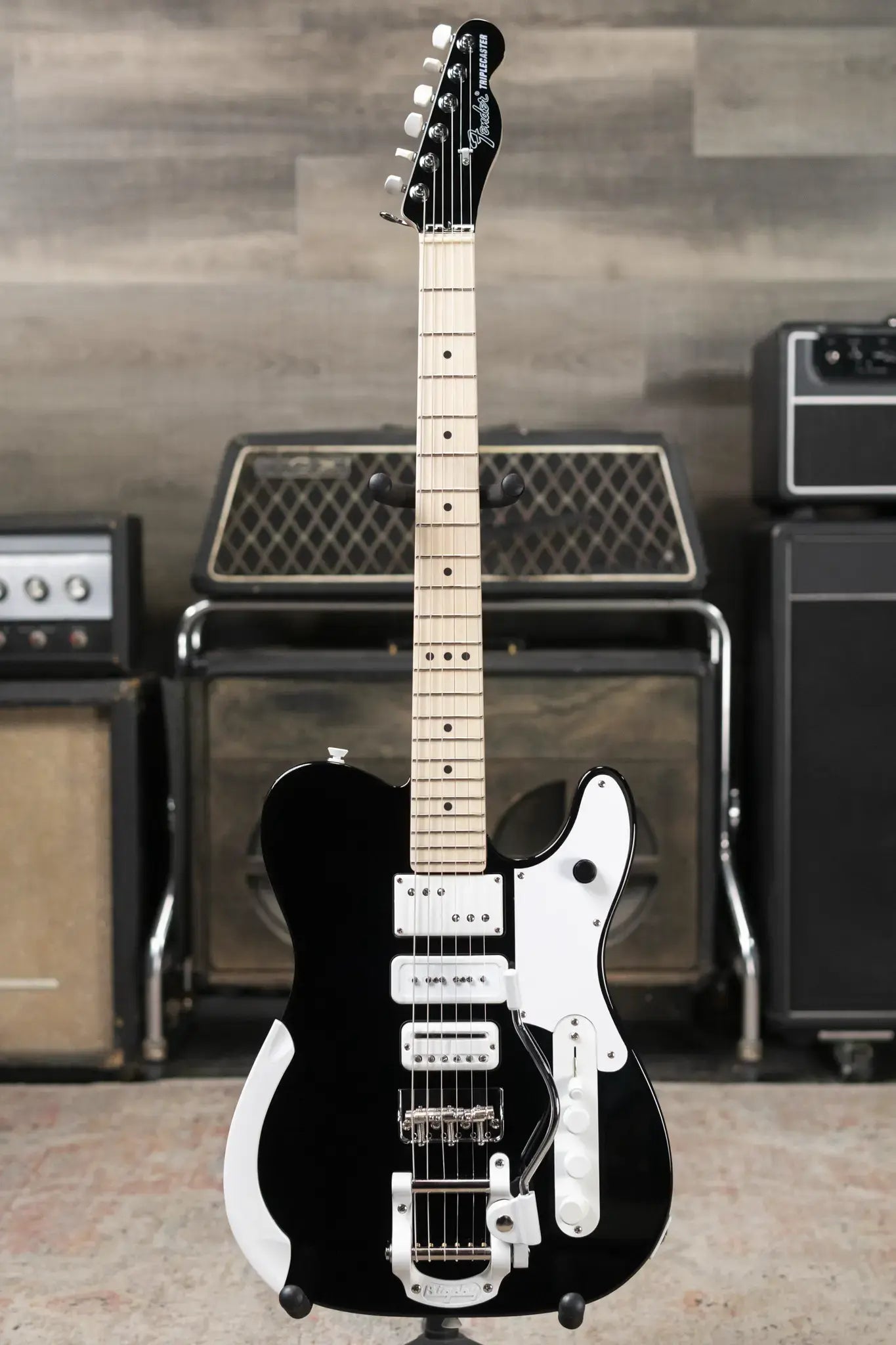 Fender Jack White Triplecaster Telecaster - Black with Hardshell Case - Demo
