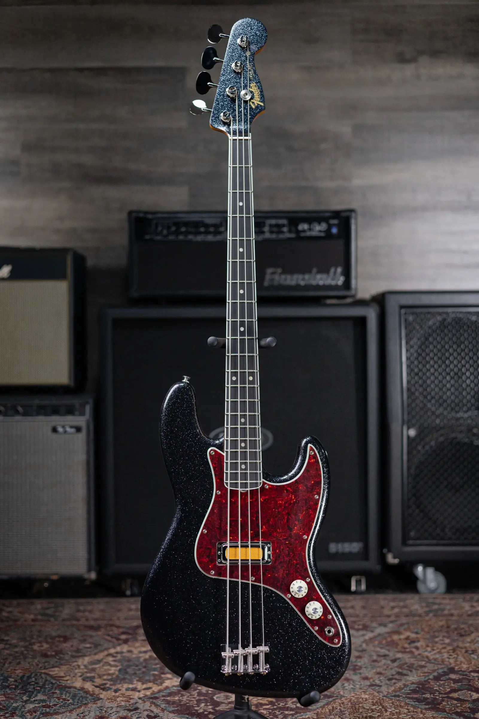 Fender Limited Edition Gold Foil Series Jazz Bass - Black Sparkle with Gig Bag