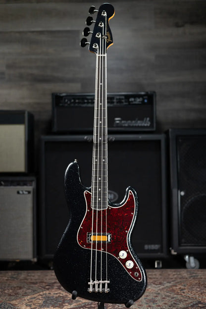 Fender Limited Edition Gold Foil Series Jazz Bass - Black Sparkle with Gig Bag