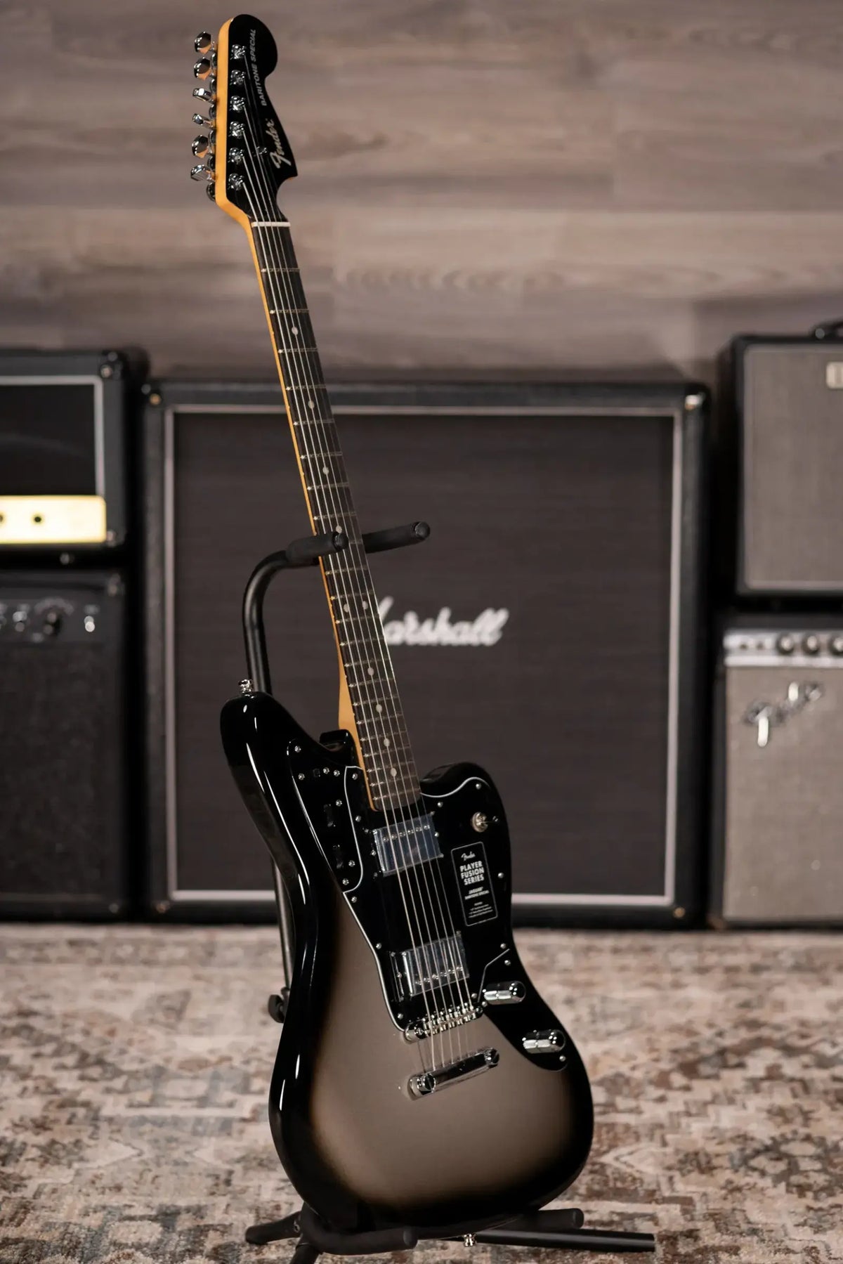 Fender Limited Edition Player Fusion Jaguar Baritone Special Electric Guitar - Silverburst with Gig Bag