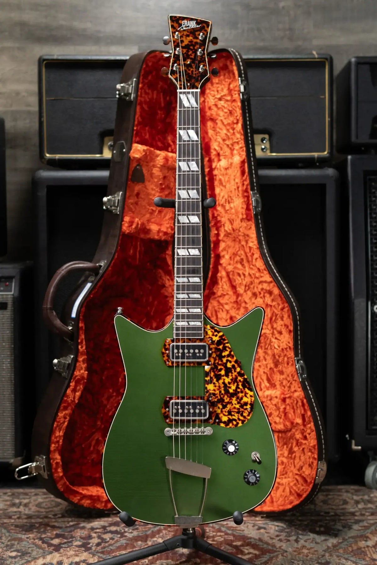 Frank Brothers Arcade Model Electric Guitar - Cadillac Green / Tortoise Shell with Hardshell Case - Used