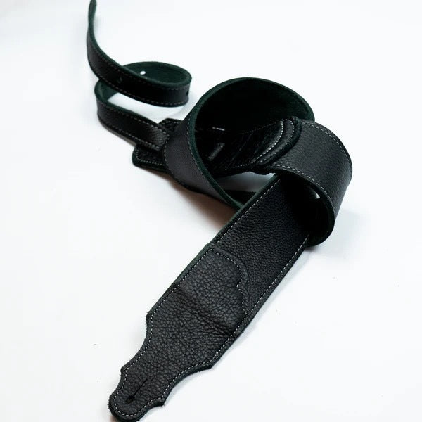 Franklin Straps 2.5" Original Black Glove Leather Series Guitar Strap - Silver Stitching