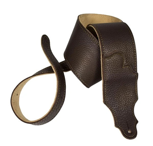 Franklin Straps 3" Original Natural Glove Leather Series Guitar Strap - Chocolate with Gold Stitch