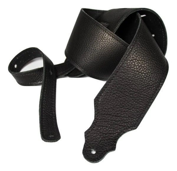 Franklin Straps 3" Purist Glove Leather Series Guitar Strap - Black Leather Black Stitch with Leatherette Backing