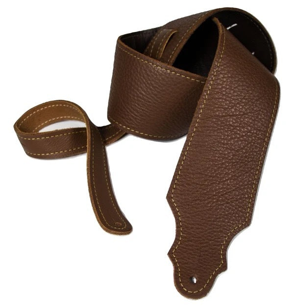 Franklin Straps 3" Purist Glove Leather Series Guitar Strap - Caramel Leather Gold Stitch with Leatherette Backing