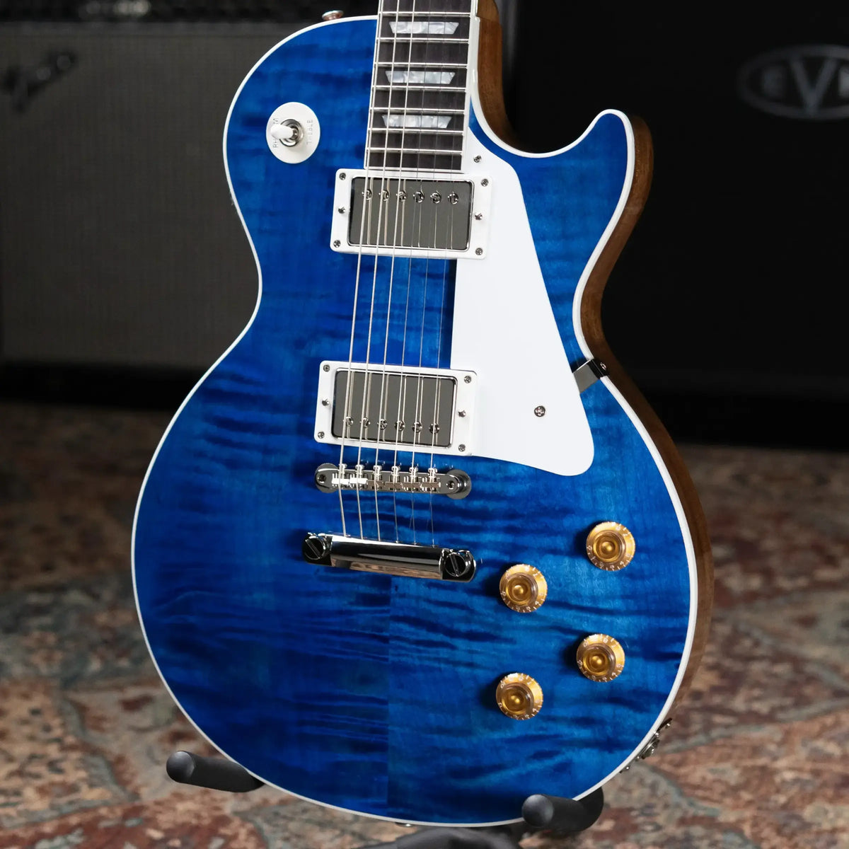 Gibson Custom Les Paul Standard Electric Guitar - Trans Blue with Hardshell Case