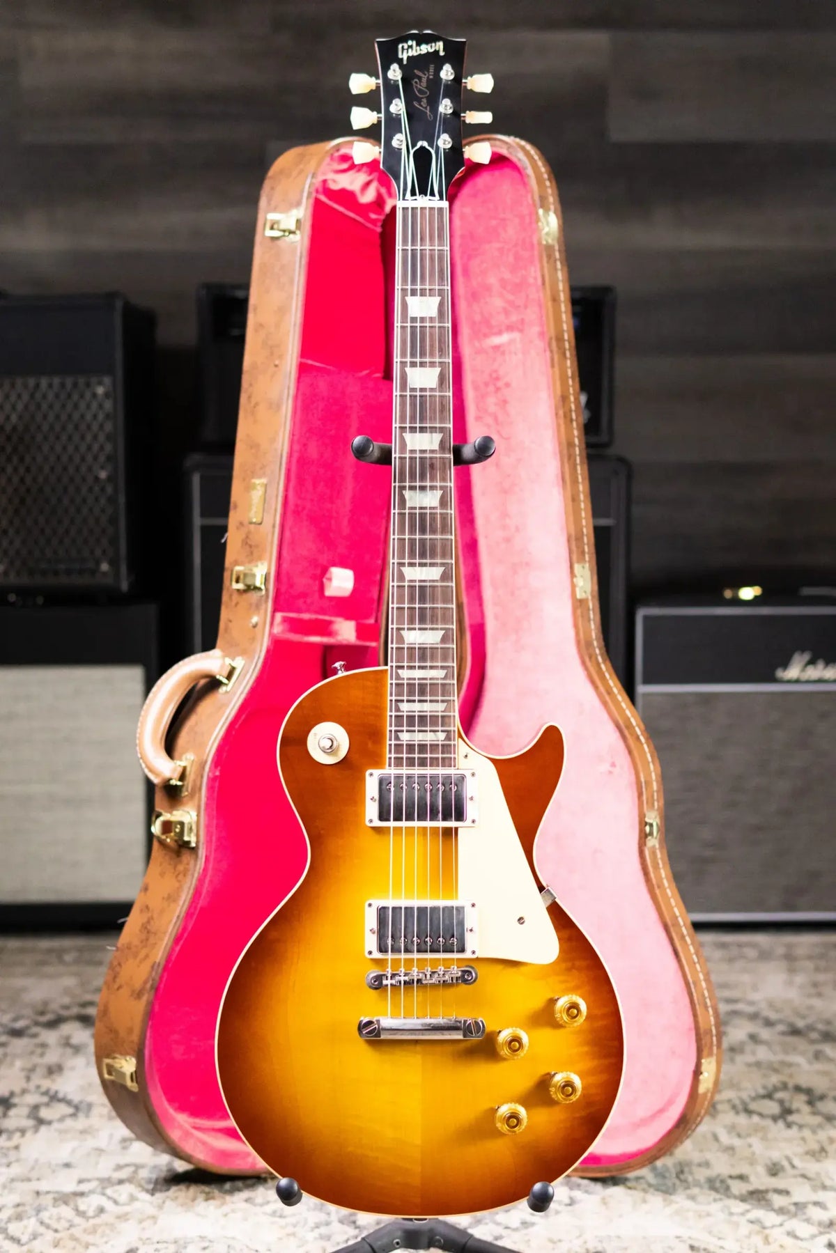 Gibson Custom Shop 1958 Les Paul Standard Reissue - VOS Iced Tea Burst with Brown/Pink Lifton Reissue 5-Latch Case - Used