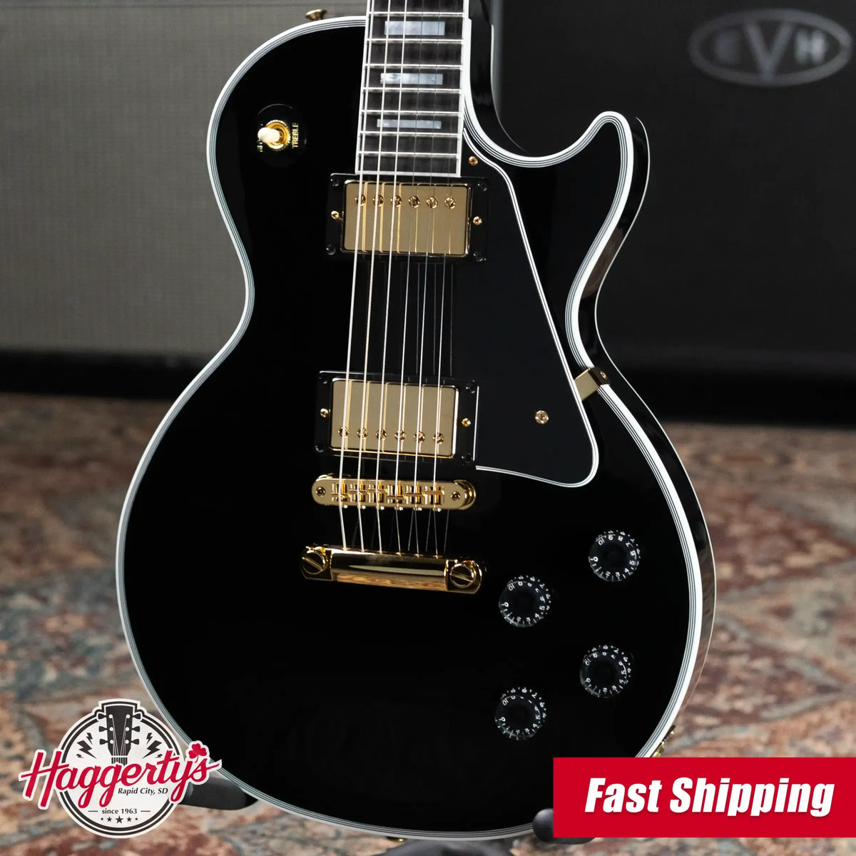 Gibson Custom Shop Les Paul Custom Electric Guitar - Gloss Ebony with Hardshell Case