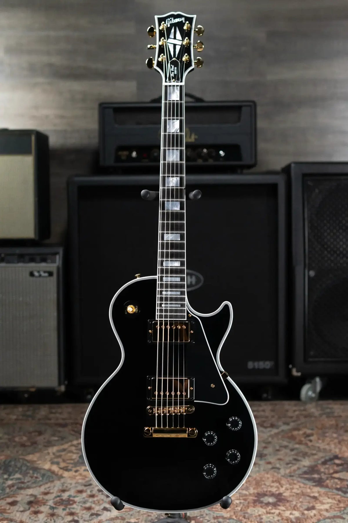 Gibson Custom Shop Les Paul Custom Electric Guitar - Gloss Ebony with Hardshell Case