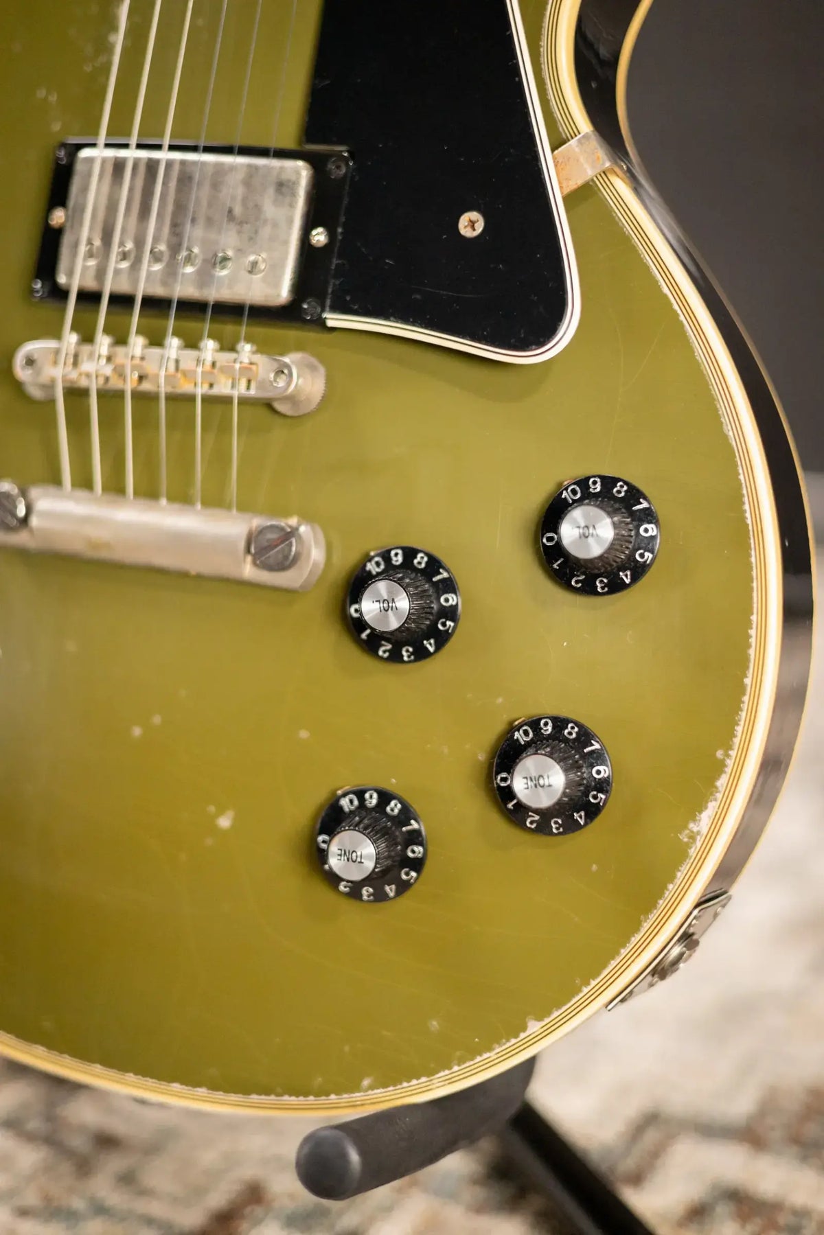 Gibson Custom Shop Limited Edition 1968 Les Paul Custom Reissue Murphy Lab Electric Guitar - Olive Drab Top Ebony Back Heavy Aged with Hardshell Case