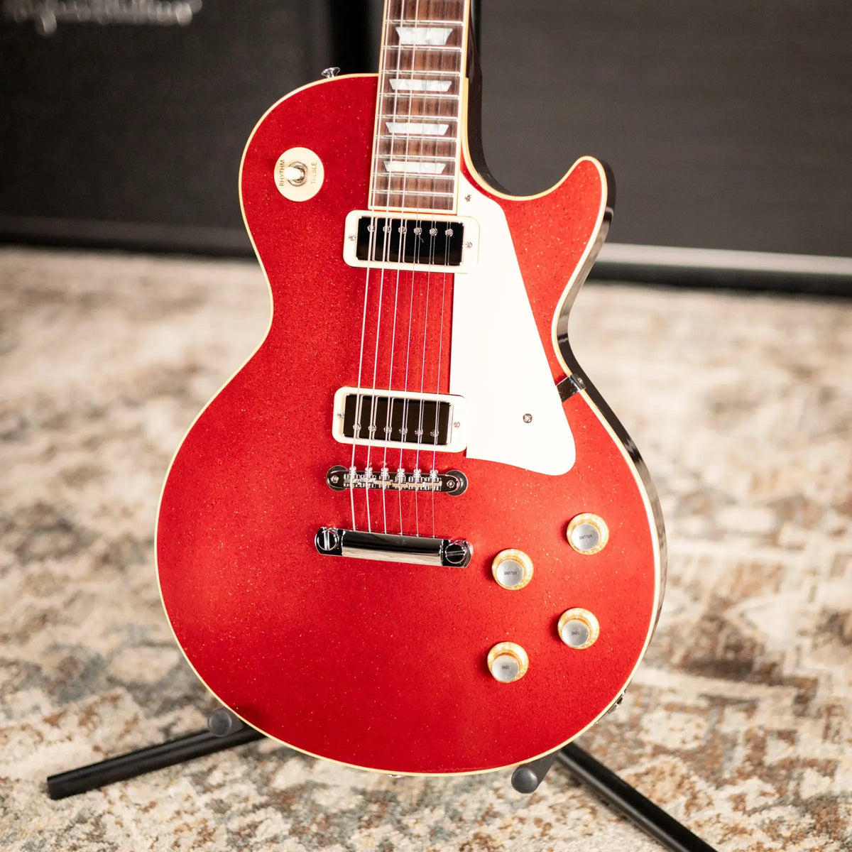 Gibson Custom Shop Limited Edition 1976 Les Paul Deluxe Reissue Electric Guitar - Red Sparkle VOS with Hardshell Case