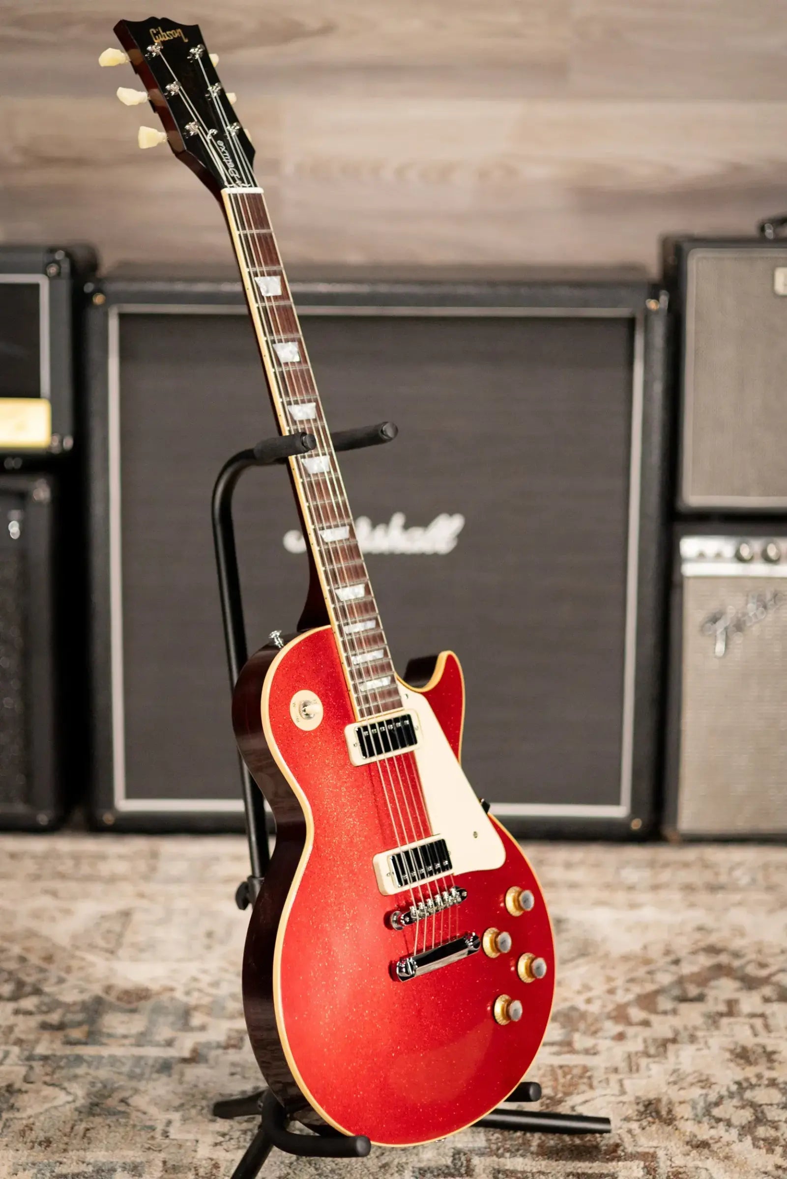 Gibson Custom Shop Limited Edition 1976 Les Paul Deluxe Reissue Electric Guitar - Red Sparkle VOS with Hardshell Case