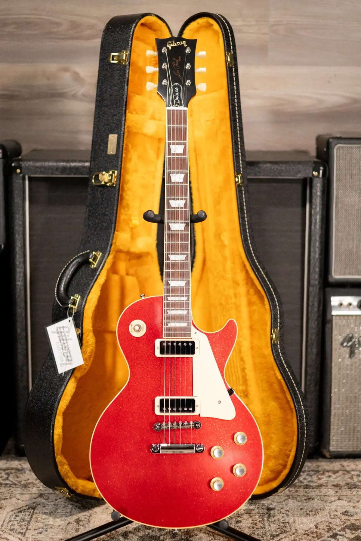 Gibson Custom Shop Limited Edition 1976 Les Paul Deluxe Reissue Electric Guitar - Red Sparkle VOS with Hardshell Case