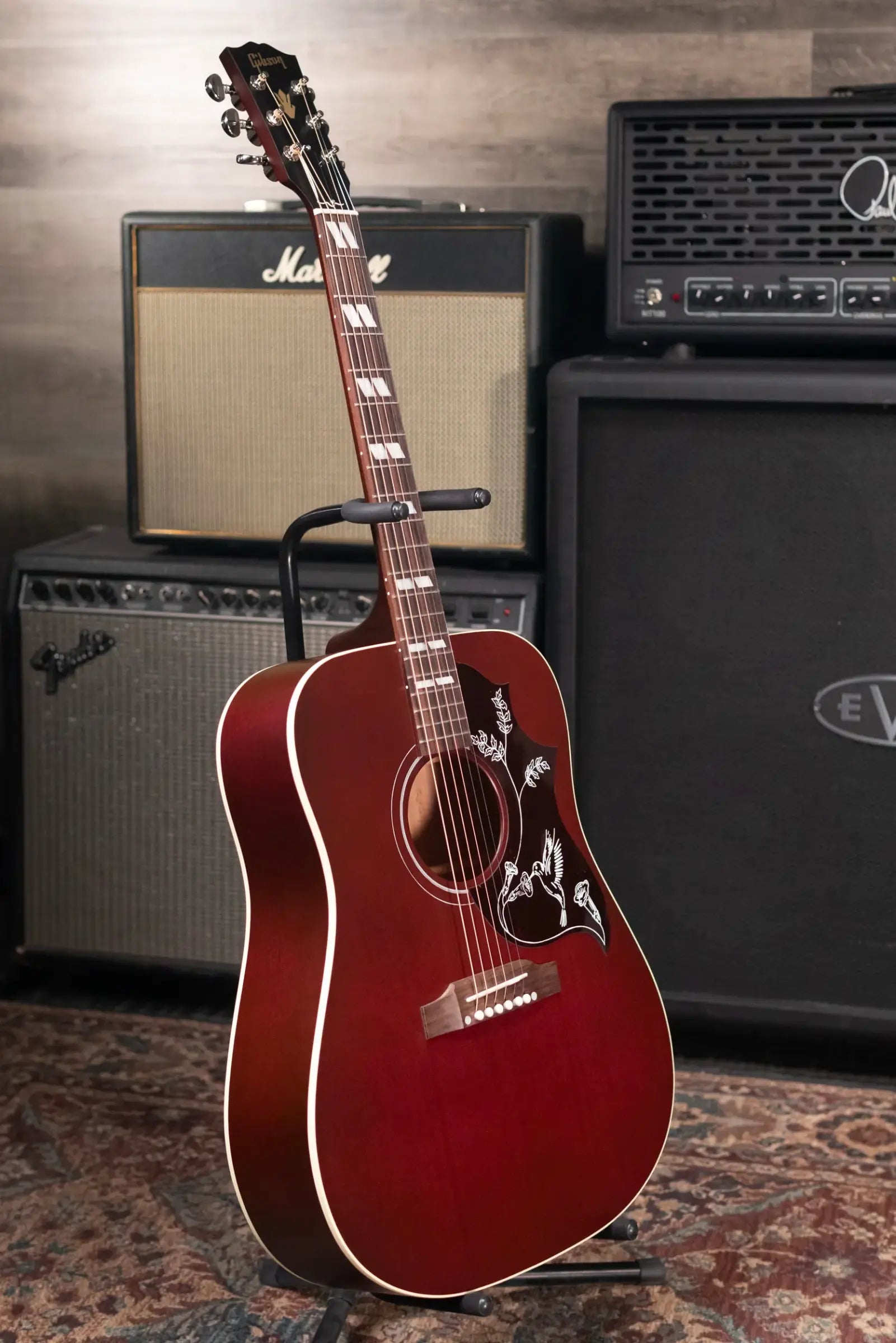 Gibson Hummingbird Special Dreadnought Acoustic/Electric Guitar - Satin Wine Red with Gig Bag