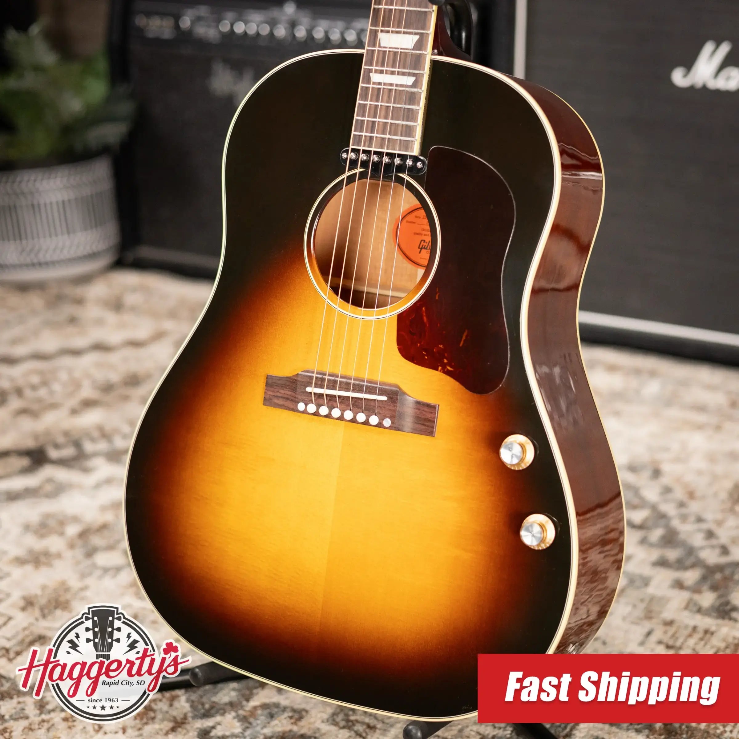 Gibson J-160E Original Acoustic/Electric Guitar - Vintage Sunburst with Hardshell Case