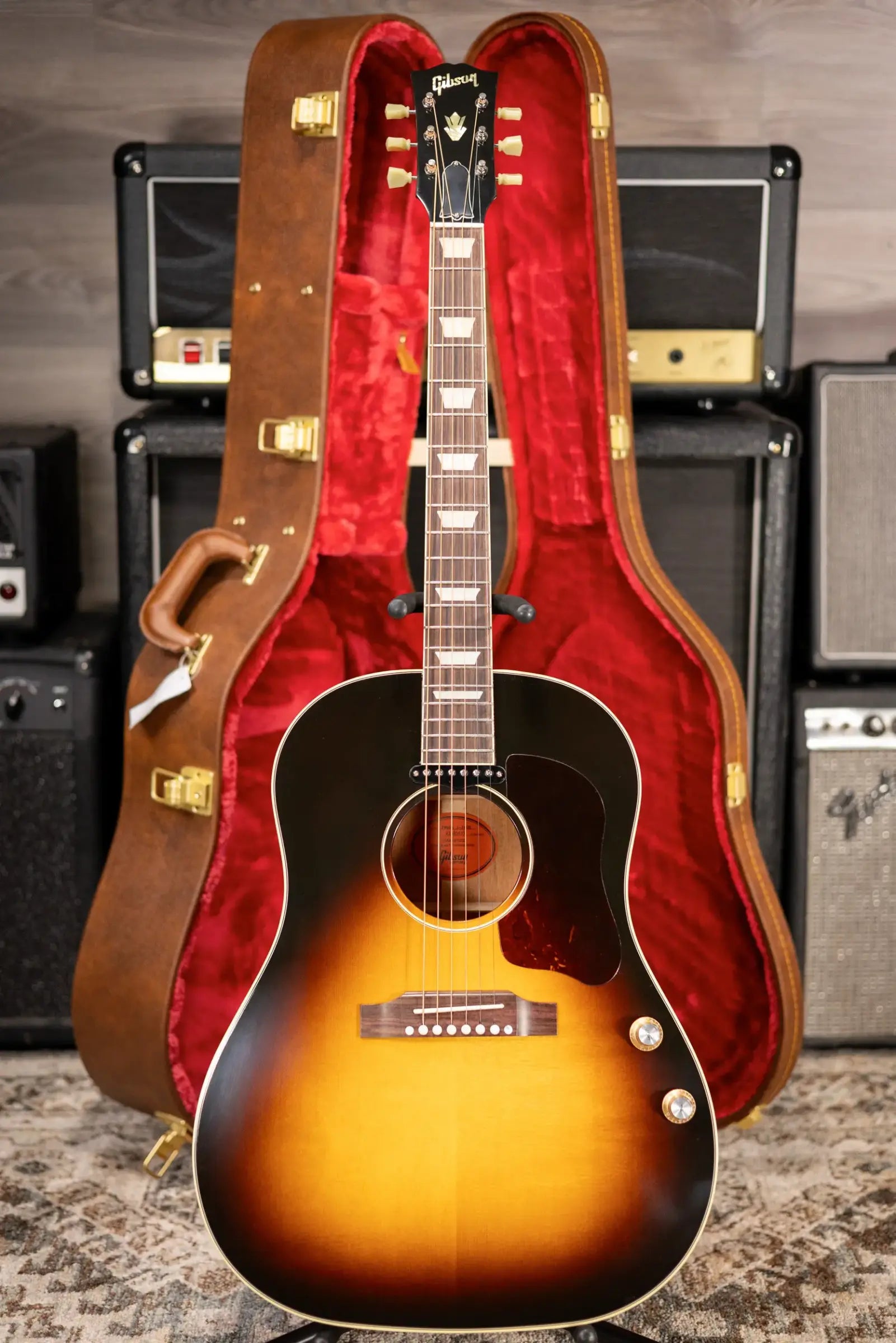 Gibson J-160E Original Acoustic/Electric Guitar - Vintage Sunburst with Hardshell Case