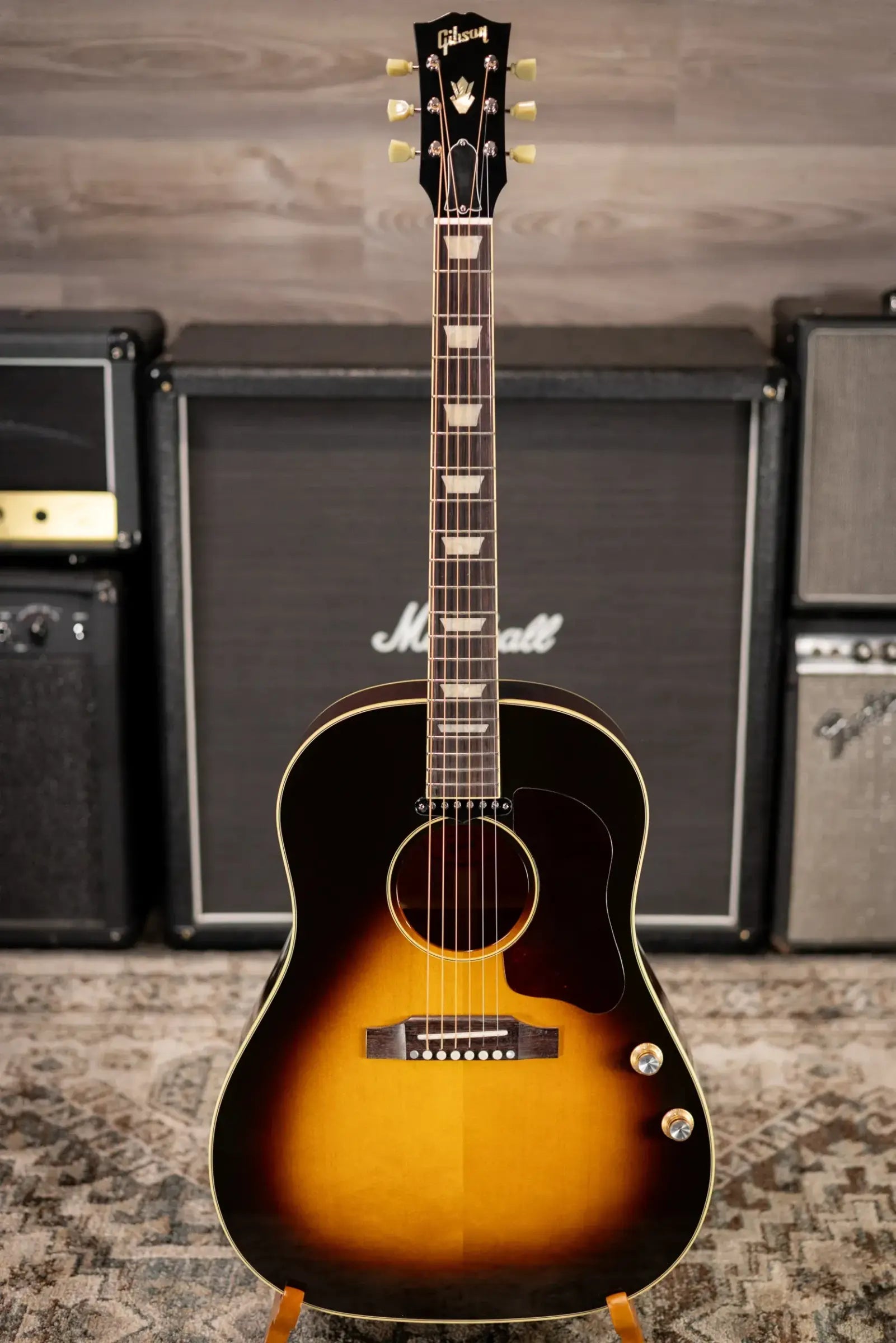 Gibson J-160E Original Acoustic/Electric Guitar - Vintage Sunburst with Hardshell Case