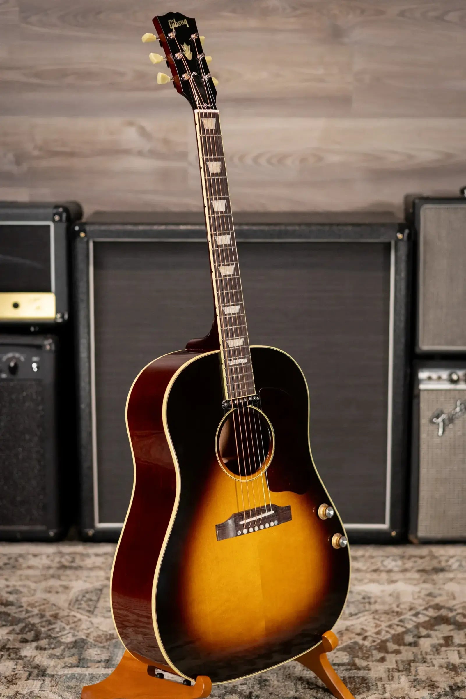 Gibson J-160E Original Acoustic/Electric Guitar - Vintage Sunburst with Hardshell Case
