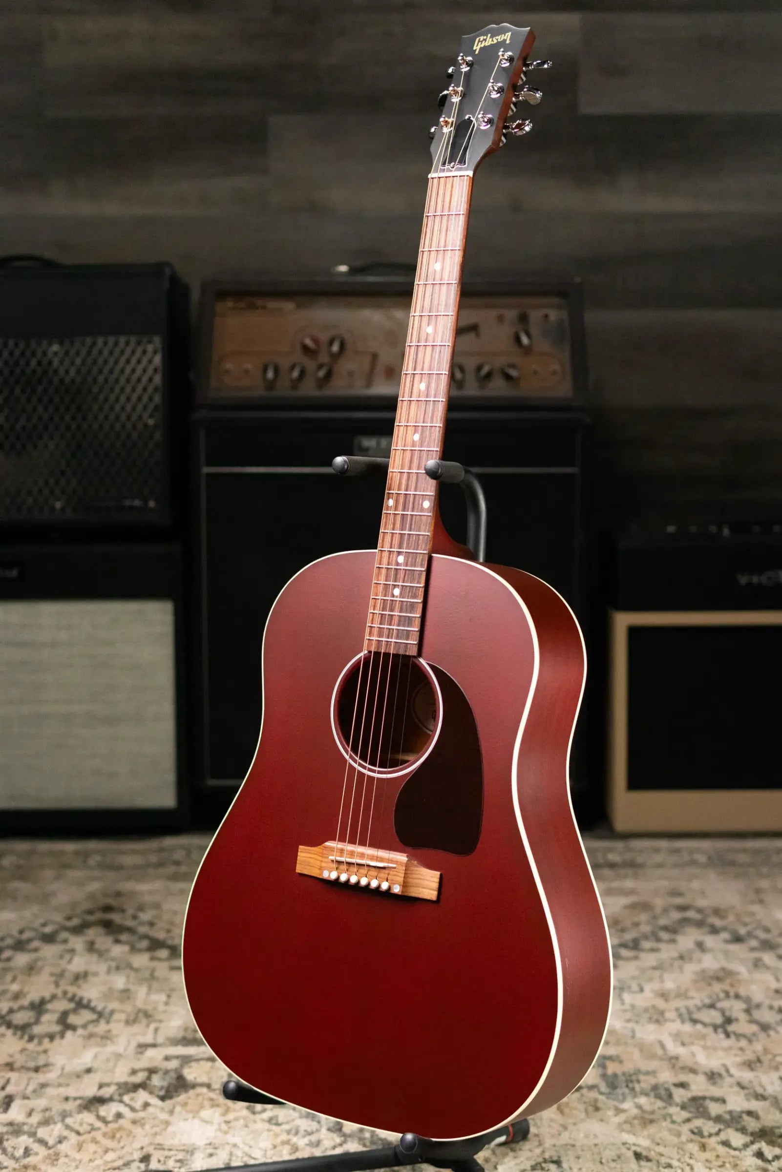 Gibson J-45 Special Dreadnought Acoustic/Electric Guitar - Satin Wine Red with Gig Bag
