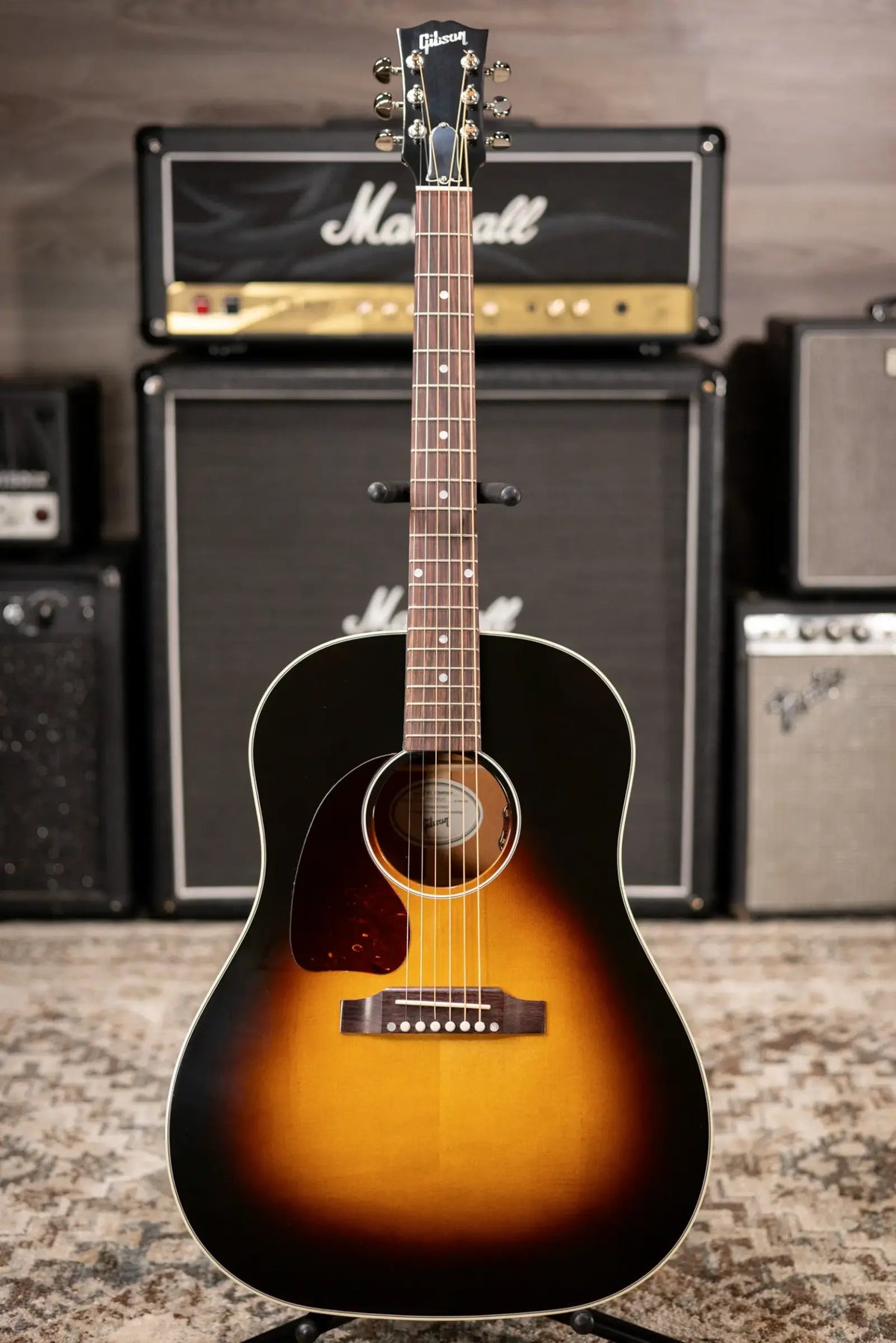 Gibson J-45 Standard Left-Handed Acoustic/Electric Guitar - Vintage Sunburst with Hardshell Case