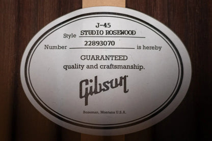 Gibson J-45 Studio Rosewood Acoustic/Electric Guitar - Satin Rosewood Burst with Hardshell Case - Floor Model
