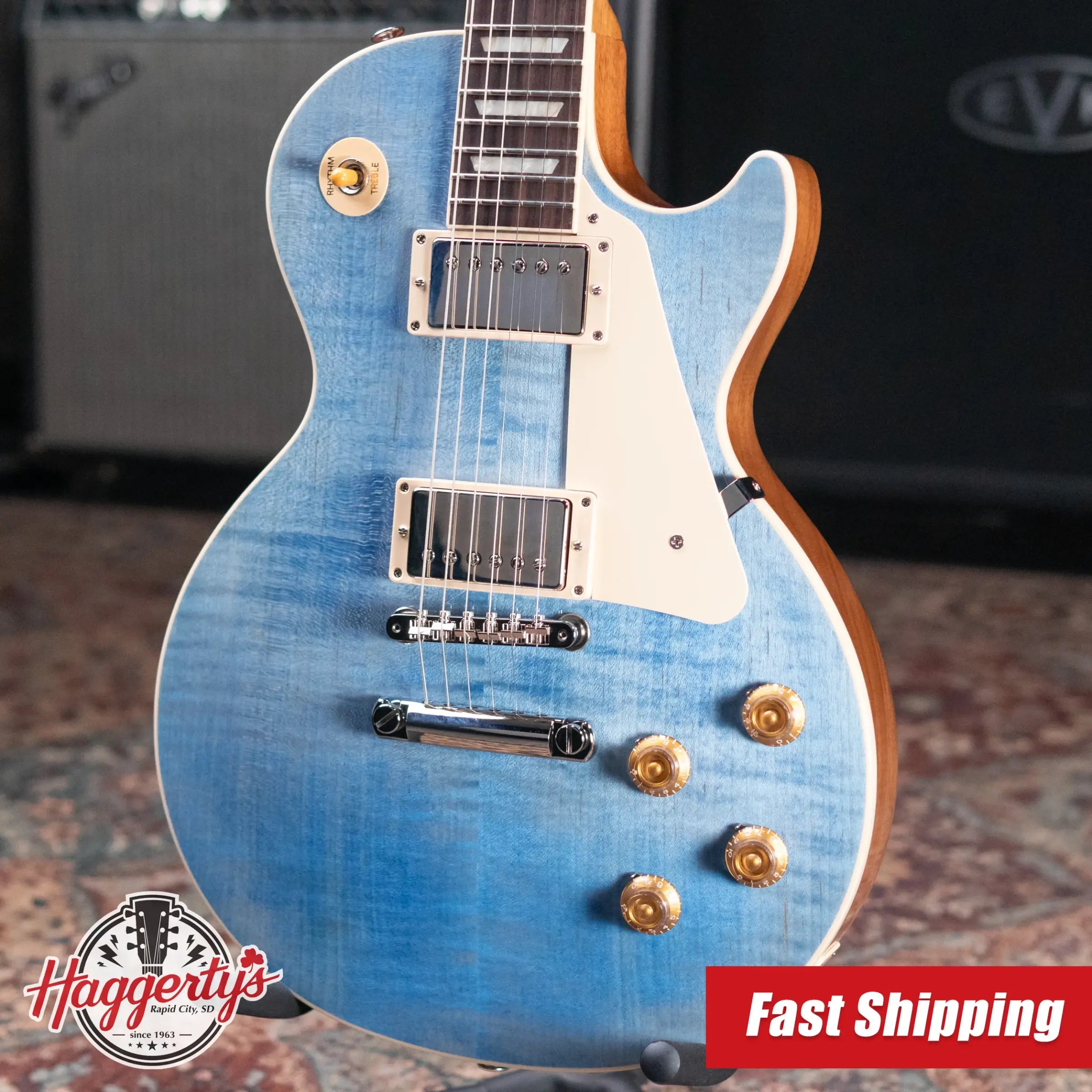 Gibson Les Paul Standard '50s Figured Top Electric Guitar - Ocean Blue with Hardshell Case