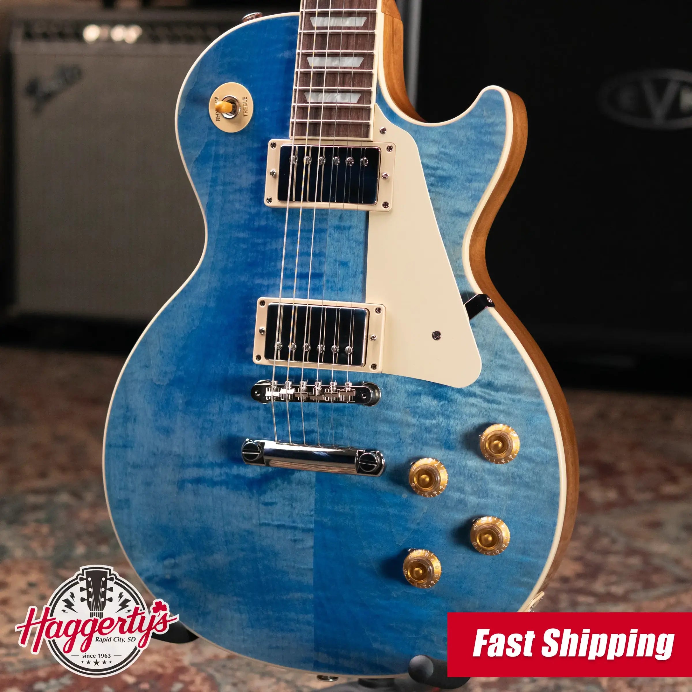 Gibson Les Paul Standard '50s Figured Top Electric Guitar - Ocean Blue with Hardshell Case
