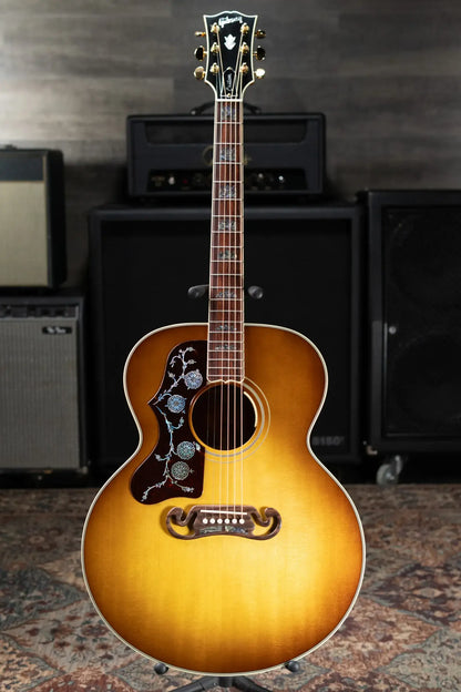 Gibson SJ-200 Elegant Koa Left-Handed Jumbo Acoustic/Electric Guitar - Honey Burst with Hardshell Case