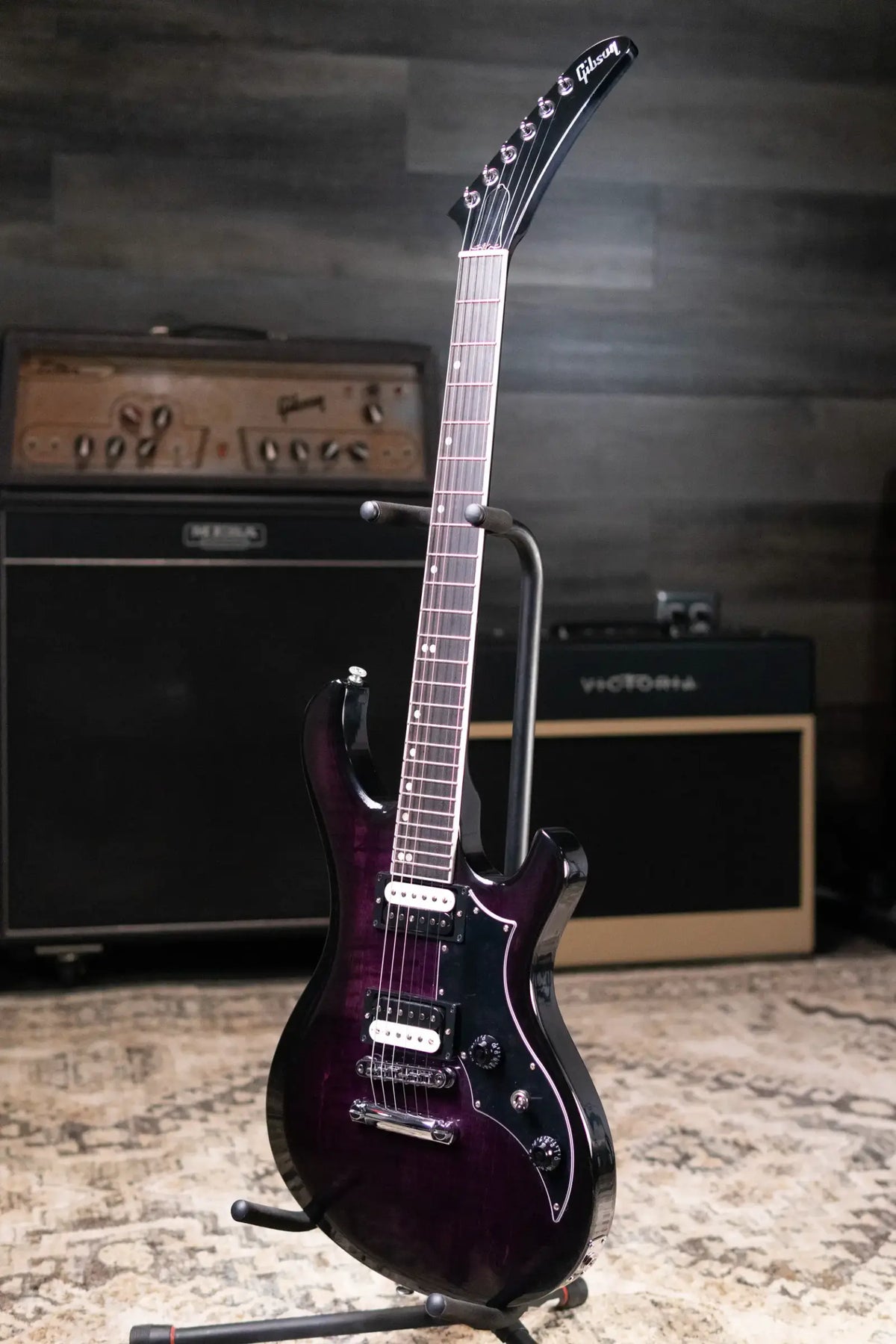 Gibson Victory Figured Top Electric Guitar - Dark Purple Burst with Hardshell Case - Demo