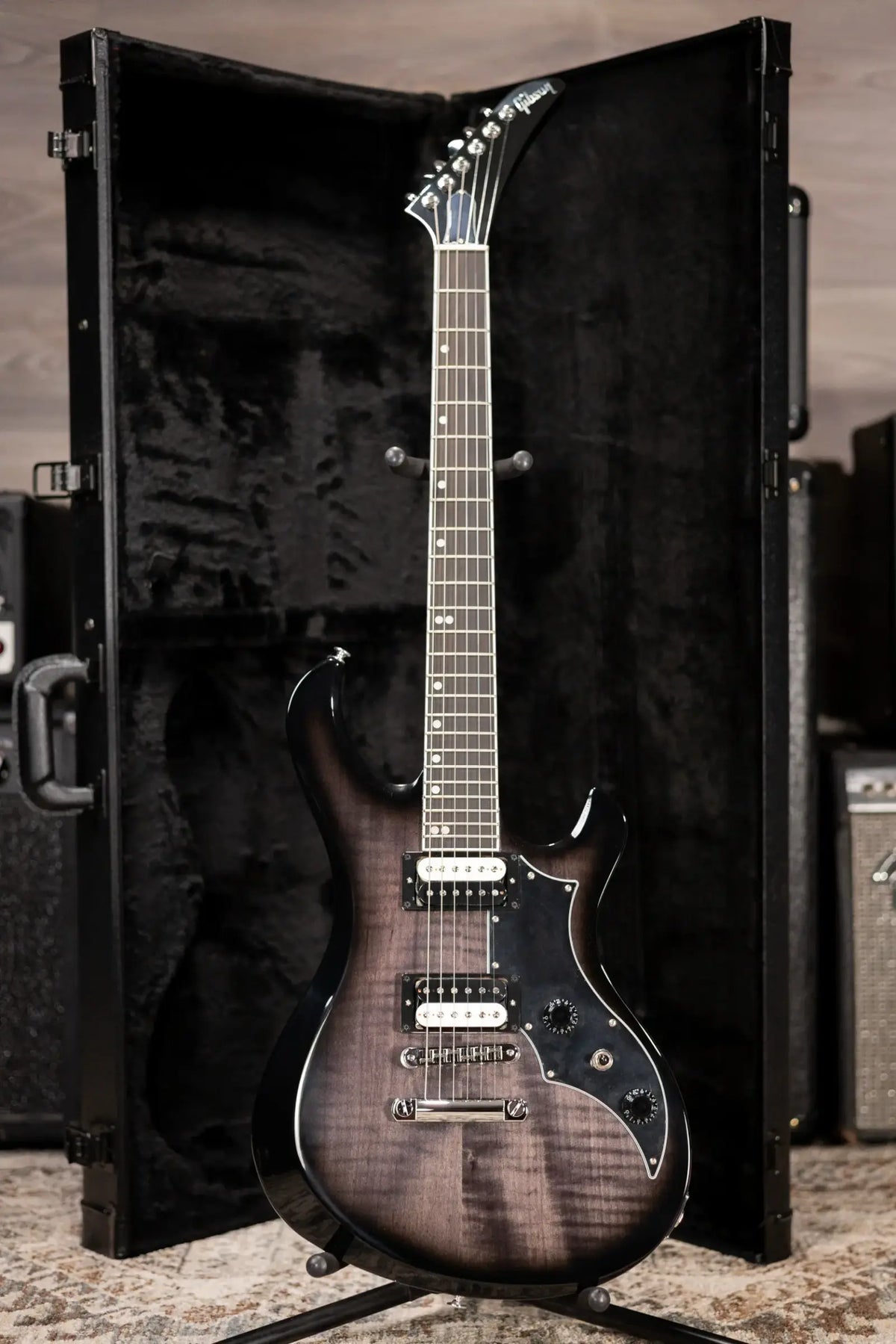 Gibson Victory Figured Top Electric Guitar - Translucent Ebony Burst with Hardshell Case