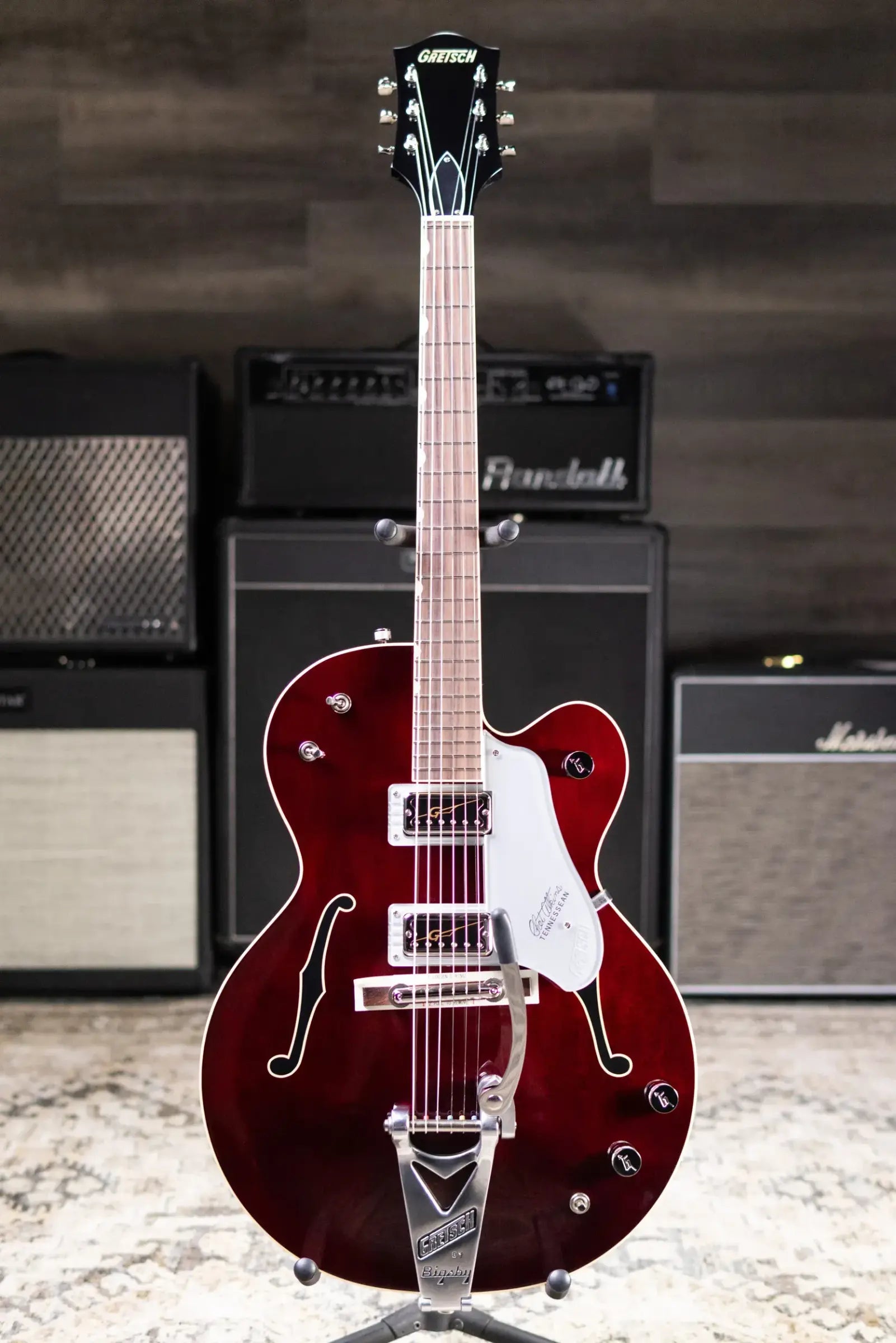Gretsch G6119T-62 Vintage Select Edition '62 Tennessean Hollow Body with Bigsby Electric Guitar - Dark Cherry Stain with Hardshell Case