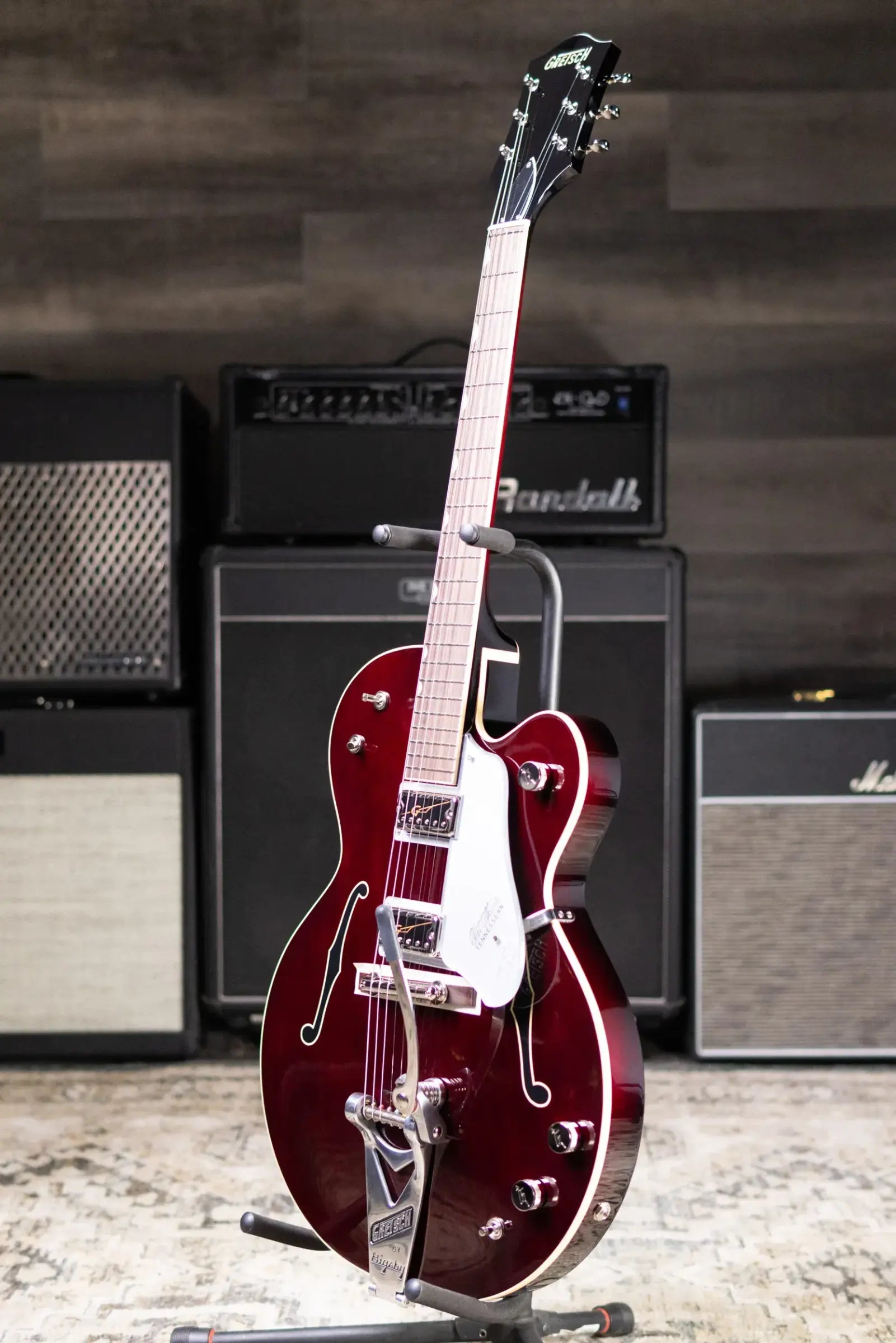Gretsch G6119T-62 Vintage Select Edition '62 Tennessean Hollow Body with Bigsby Electric Guitar - Dark Cherry Stain with Hardshell Case