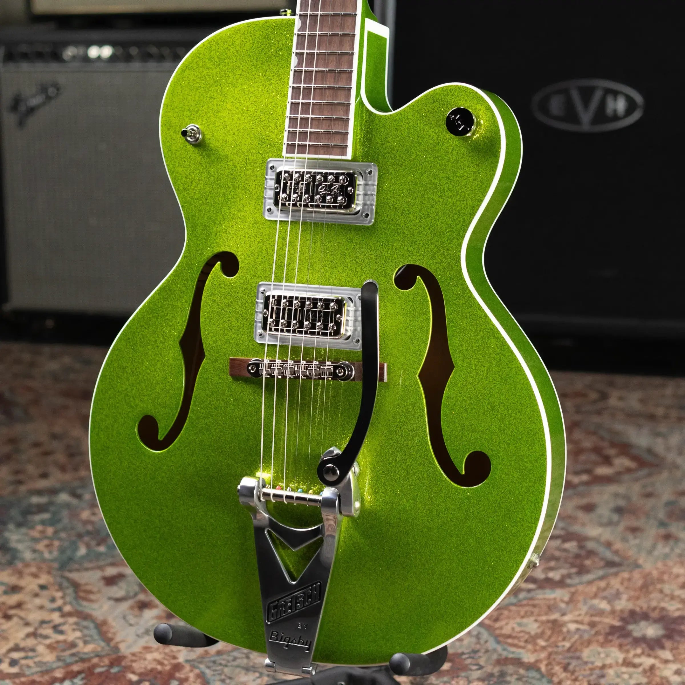 Gretsch G6120T-HR Brian Setzer Signature Hot Rod Hollow Body with Bigsby, Rosewood Fingerboard - Extreme Coolant Green Sparkle with Deluxe Hardshell Case