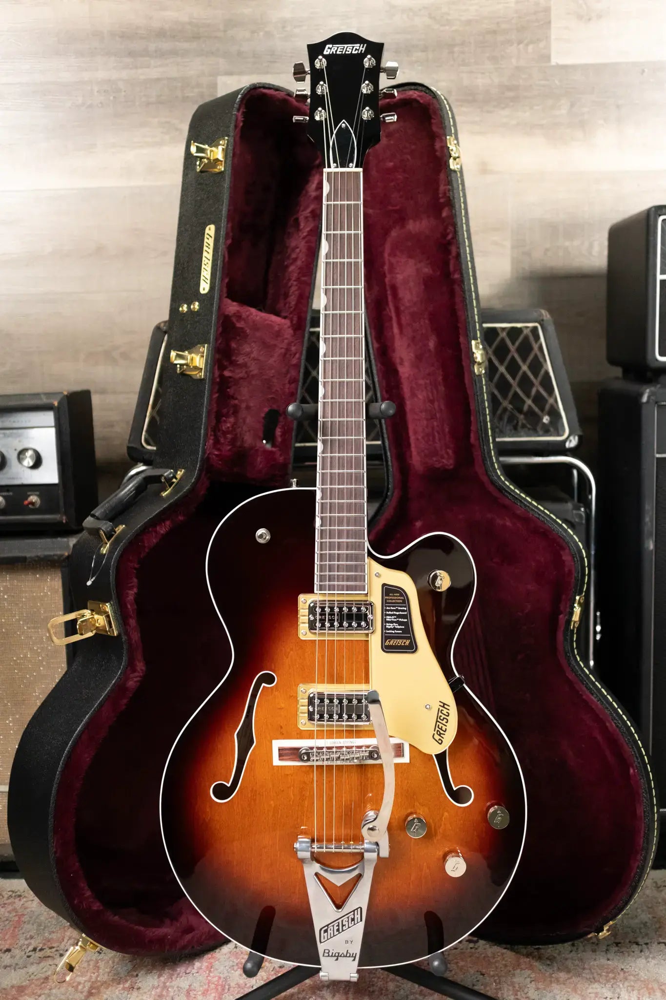 Gretsch Tennessean Hollow-Body with String-Thru Bigsby Electric Guitar - Havana Burst with Hardshell Case - Demo