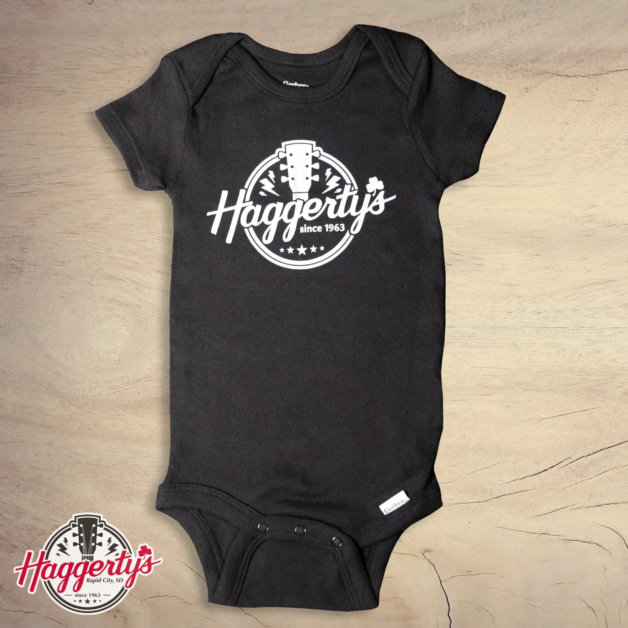 Haggerty's Black Onesie - 12 Months