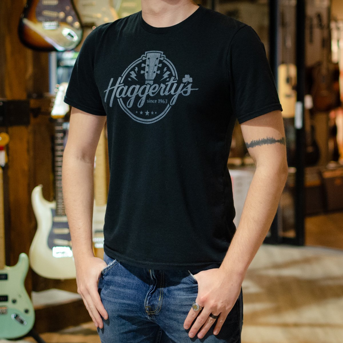 Haggertys Logo Black Men Crew Neck T Shirt haggertys 1