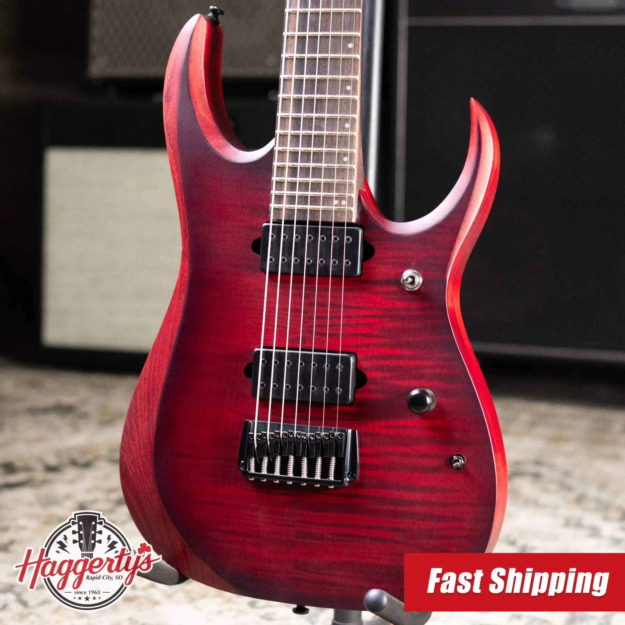 Ibanez RGD721FAWUF Standard 7-String Electric Guitar - Stained Wine Red Burst Flat