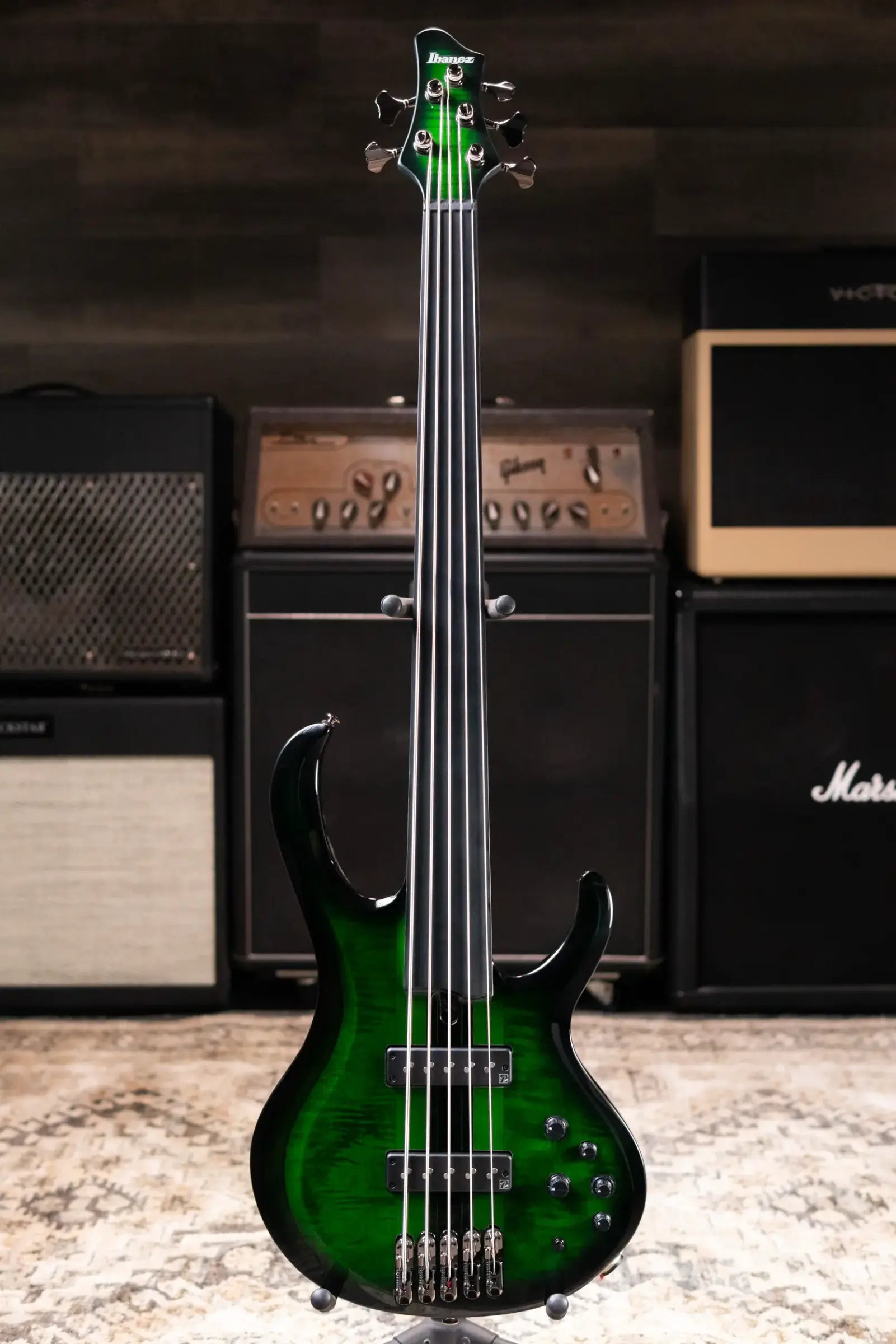 Ibanez Steve Di Giorgio Signature SDGB1-DMT 5-String Fretless Electric Bass - Dark Moss Burst