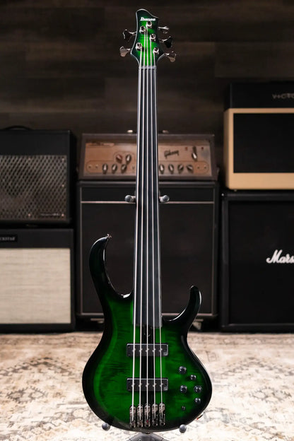 Ibanez Steve Di Giorgio Signature SDGB1-DMT 5-String Fretless Electric Bass - Dark Moss Burst