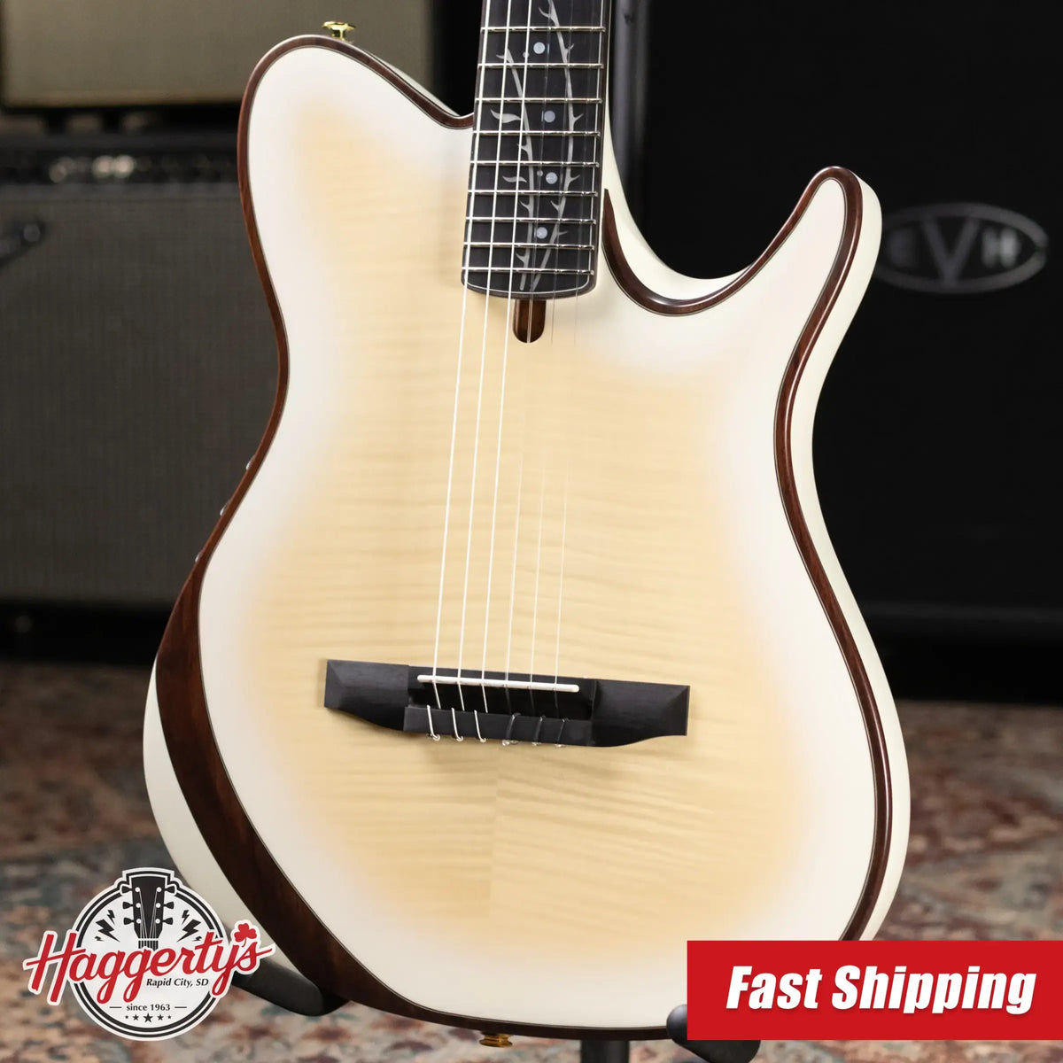 Ibanez TOD100FMN Tim Henson Signature Nylon Electric Guitar - Toasted Marshmallow Matte with Gig Bag