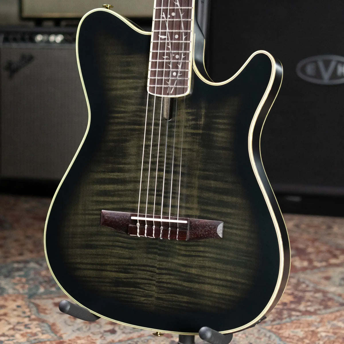 Ibanez TOD20FMN Tim Henson Signature Nylon Acoustic/Electric Guitar - Black Burst Fade Low Gloss