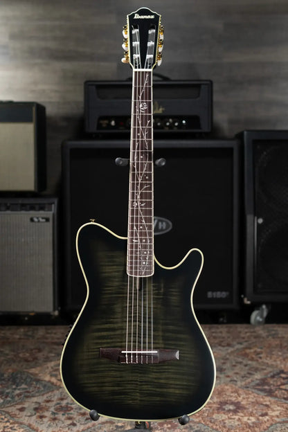 Ibanez TOD20FMN Tim Henson Signature Nylon Acoustic/Electric Guitar - Black Burst Fade Low Gloss