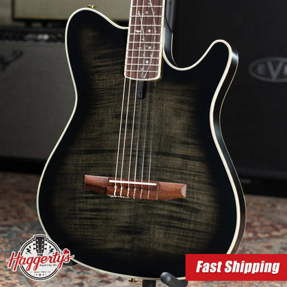 Ibanez TOD20FMN Tim Henson Signature Nylon Acoustic/Electric Guitar - Black Burst Fade Low Gloss