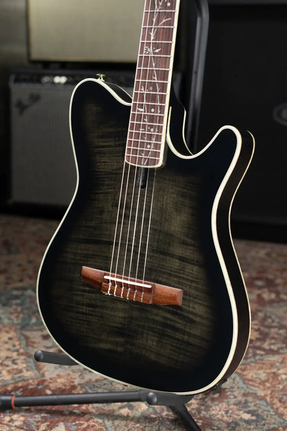 Ibanez TOD20FMN Tim Henson Signature Nylon Acoustic/Electric Guitar - Black Burst Fade Low Gloss
