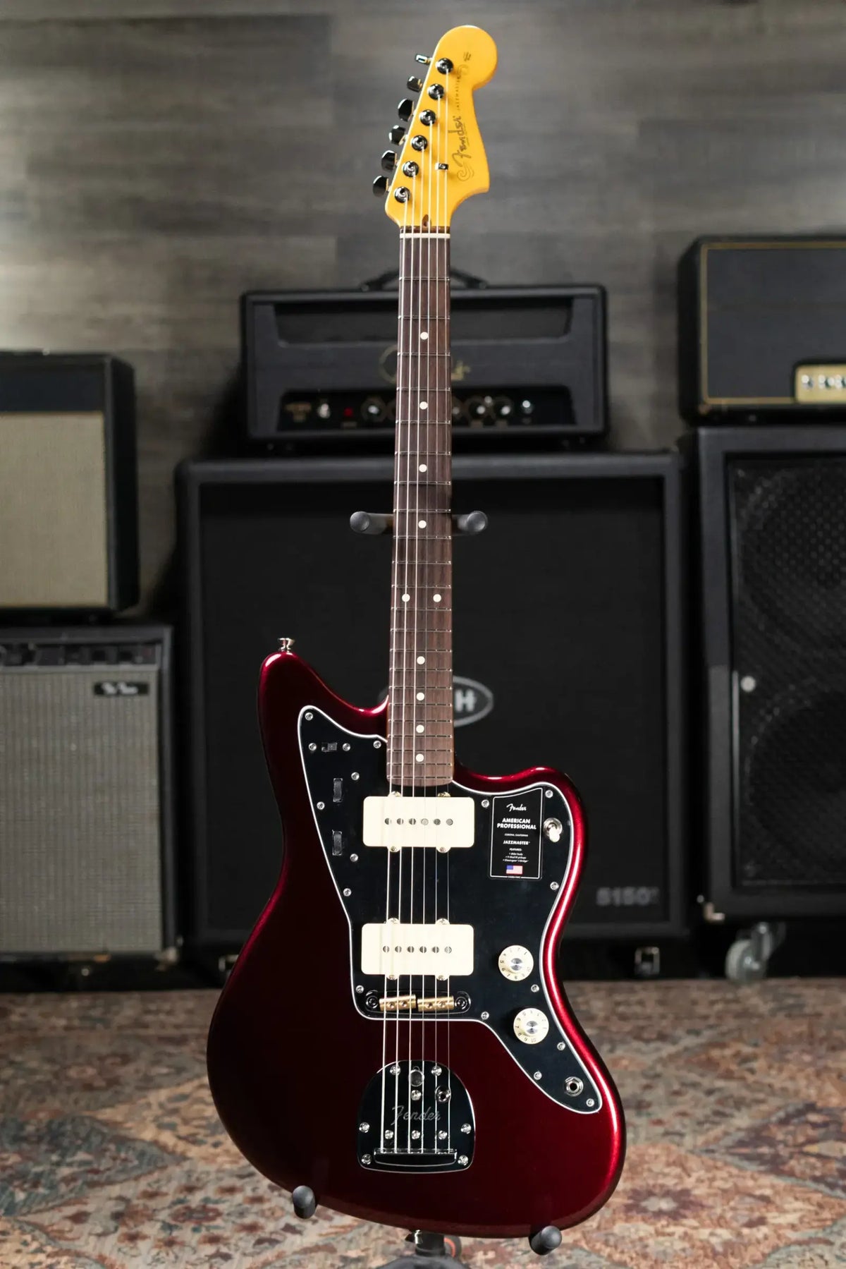 Fender American Professional Jazzmaster Electric Guitar - Oxblood with Hardshell CaseE
